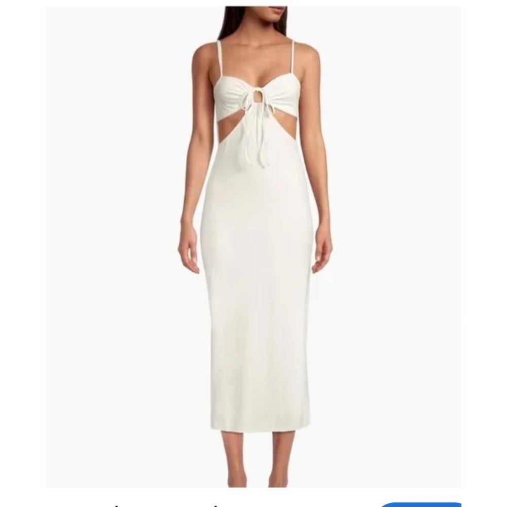 NWT L*Space Naomi Cream Midi Dress Cutout Tie Front Sleeveless XS